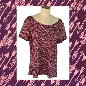 NWT Lularoe Classic T Shirt XL Purple Salmon Pink Arrows Feathers